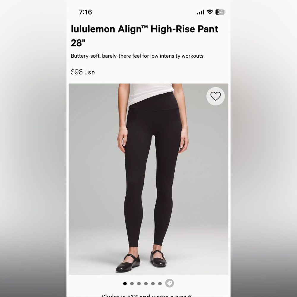 Lululemon Align High Rise pant 28”. Size 4. Black